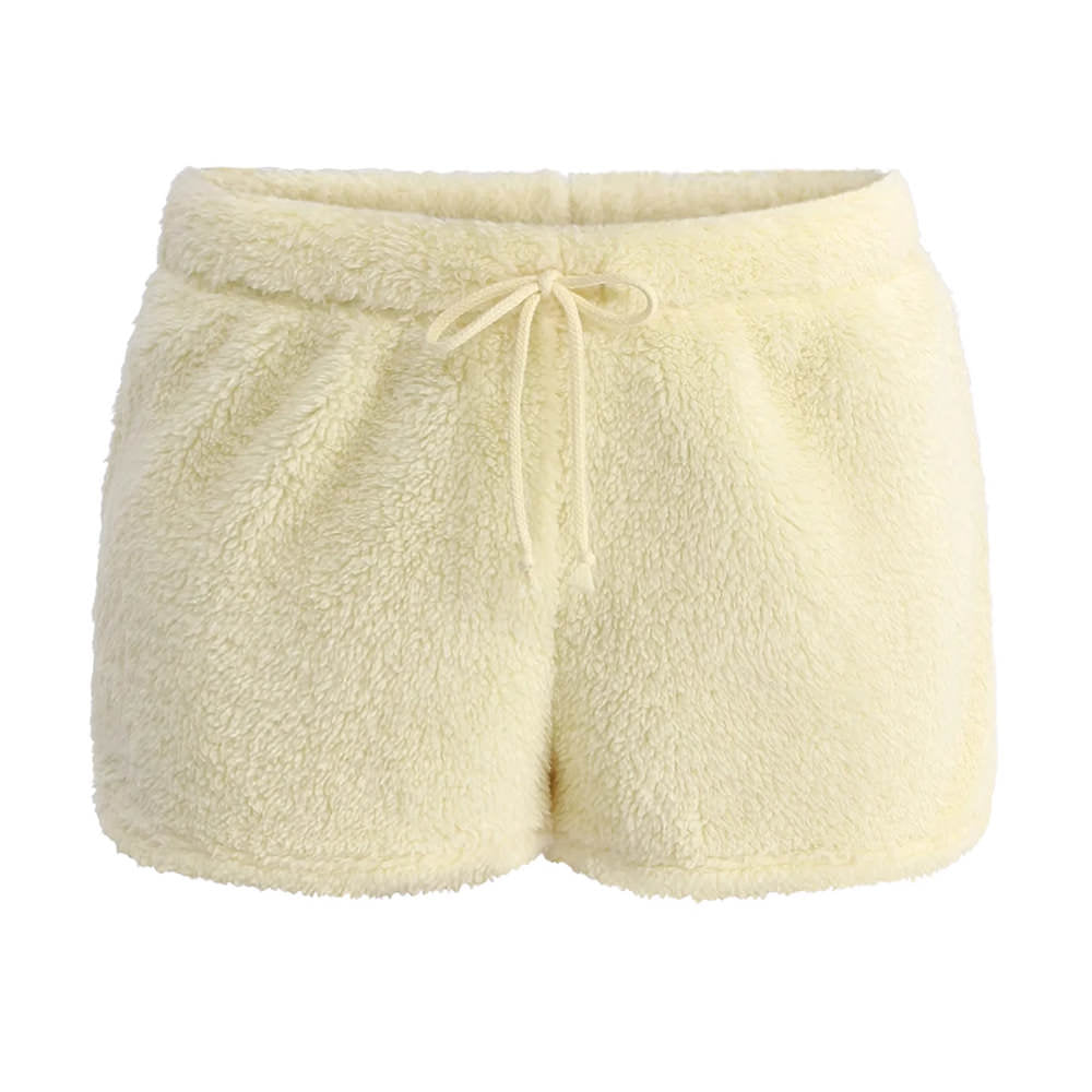 PINK FUZZY SHORTS SIZE FEATURES AND WAIST MEASUREMENT