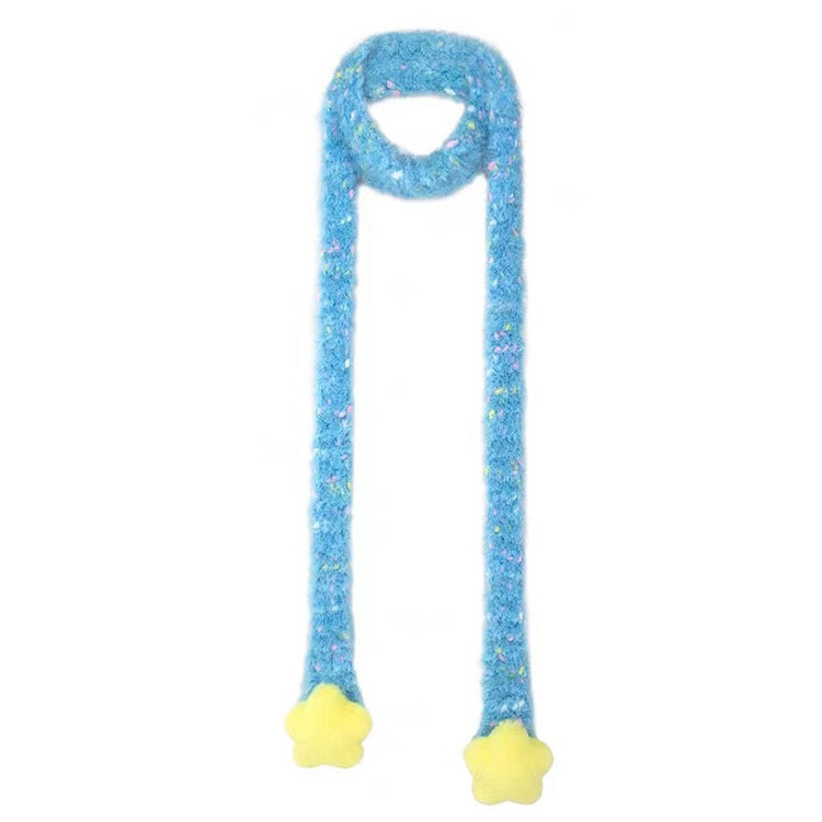 PINK FUZZY STAR ACCENTS SCARF Y2K STYLE ACCESSORY