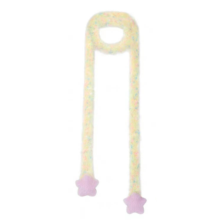 PINK FUZZY STAR ACCENTS SCARF Y2K STYLE ACCESSORY