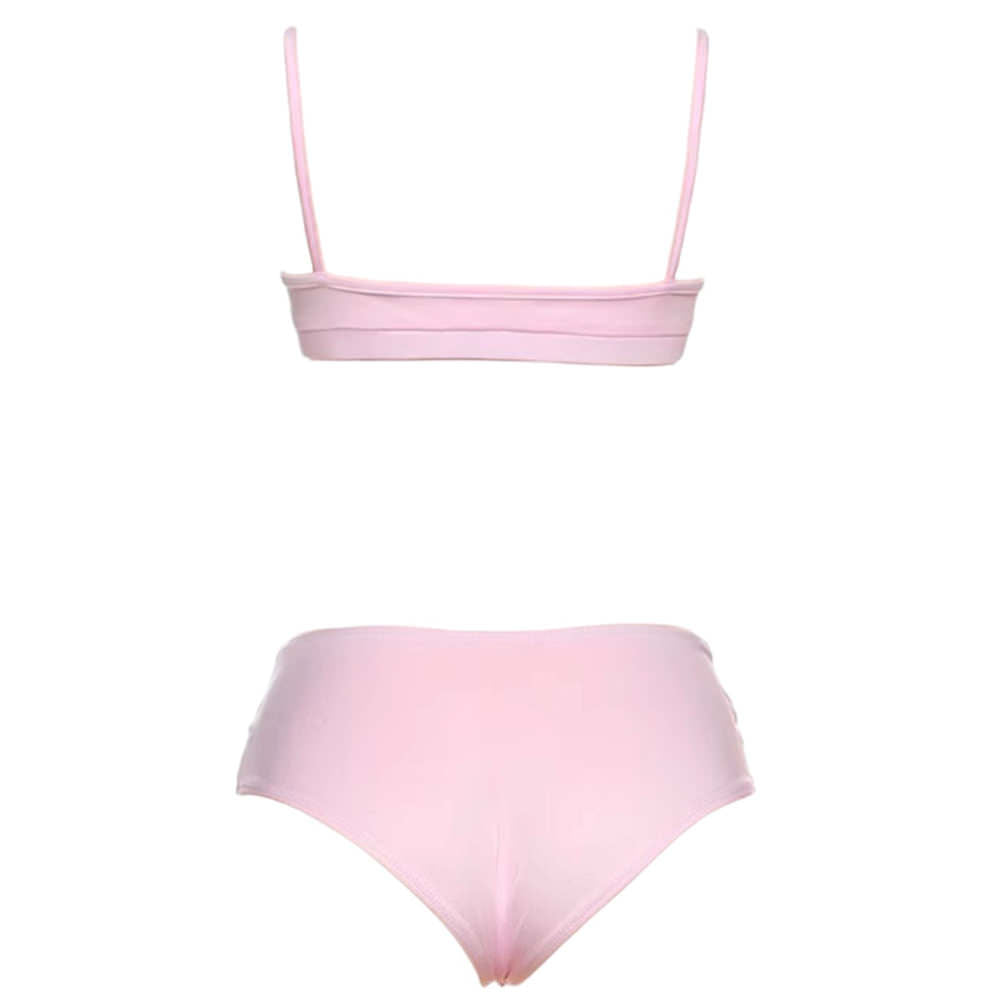 PINK HEART-ACCENTED TWO-PIECE SWIMSUIT LINGERIE SET