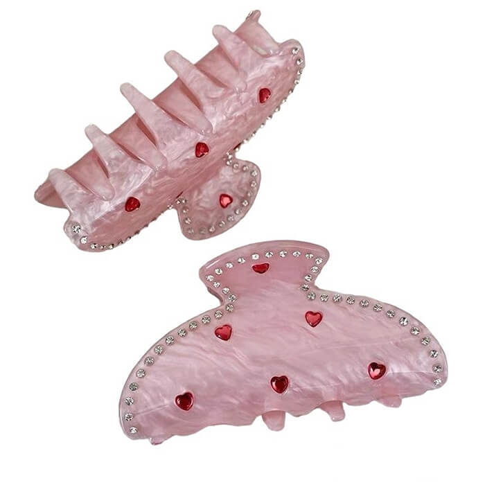 PINK HEART HAIR CLAW CLIP FOR HAIR STYLING AND ACCESSORIES