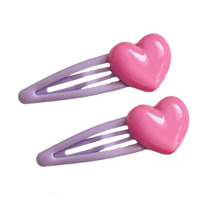 PINK HEART HAIR CLIPS SET FOR GIRLS AND WOMEN