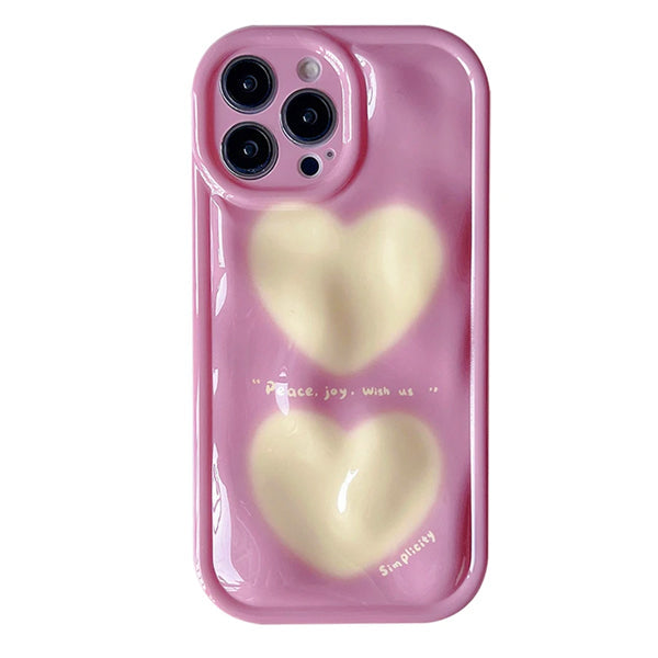 PINK HEART IPHONE CASE WITH KOREAN AESTHETIC HEART DESIGN