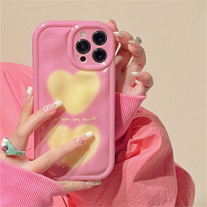 PINK HEART IPHONE CASE WITH KOREAN AESTHETIC HEART DESIGN
