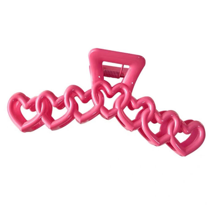 PINK HEART-SHAPED HAIR CLAW WITH Y2K HEARTS HAIR DESIGN