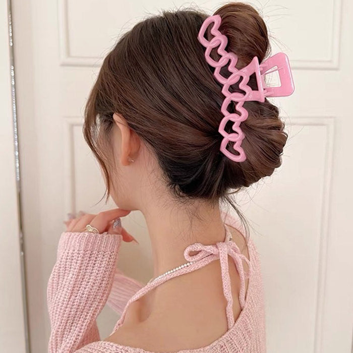 PINK HEART-SHAPED HAIR CLAW WITH Y2K HEARTS HAIR DESIGN