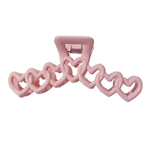 PINK HEART-SHAPED HAIR CLAW WITH Y2K HEARTS HAIR DESIGN