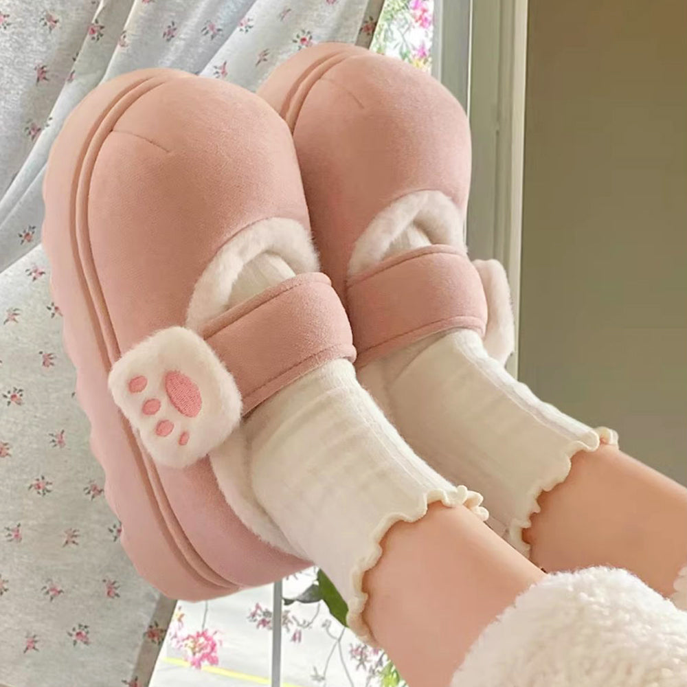 PINK KITTEN MARY JANES SOFT GIRL SLIPPERS