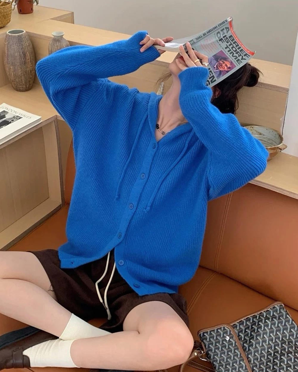 PINK KNIT HOODIE PROBLEM CHILD KNIT CARDIGAN