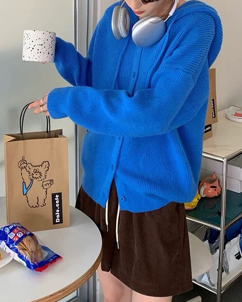 PINK KNIT HOODIE PROBLEM CHILD KNIT CARDIGAN