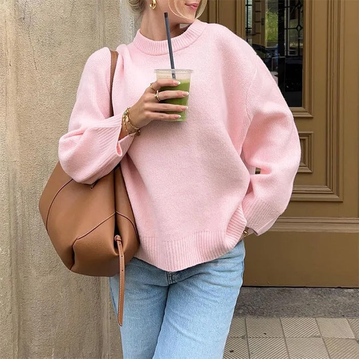 PINK KNITTED SWEATER FOR WOMEN