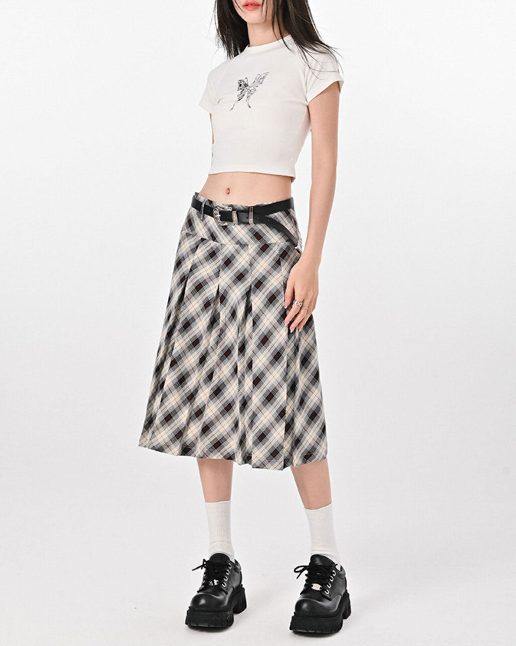 PINK PLAID KILT SKIRT PLEATED MINI KILT
