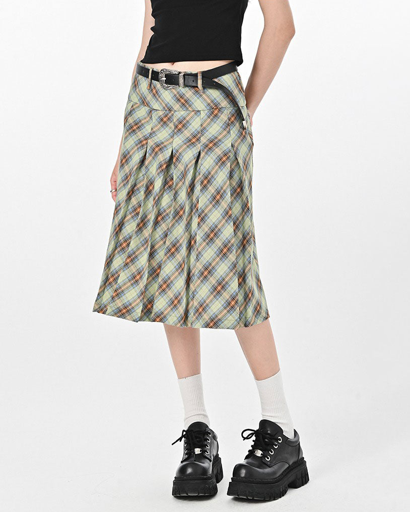 PINK PLAID KILT SKIRT PLEATED MINI KILT