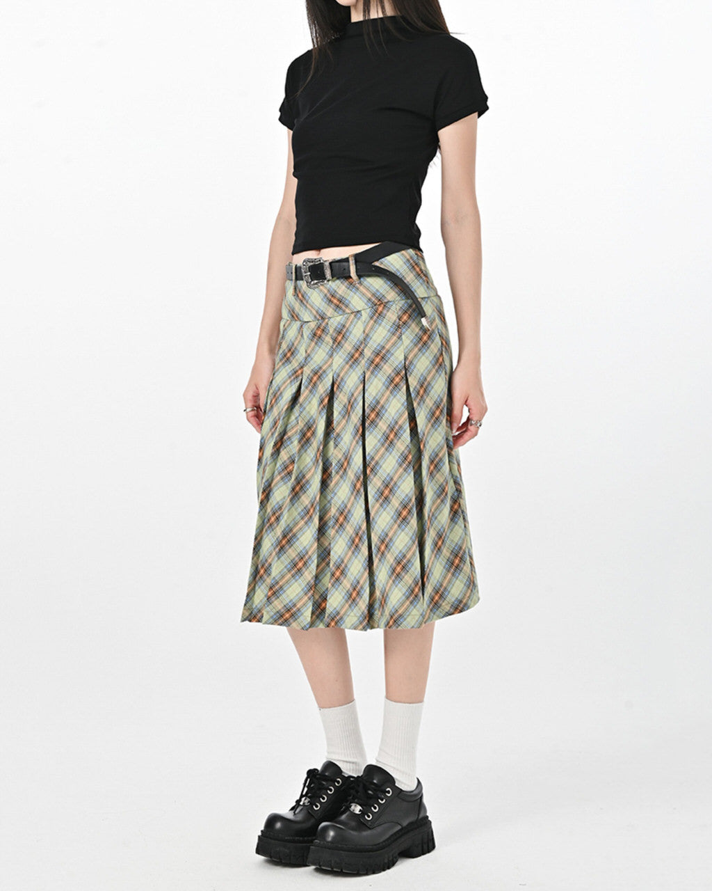 PINK PLAID KILT SKIRT PLEATED MINI KILT