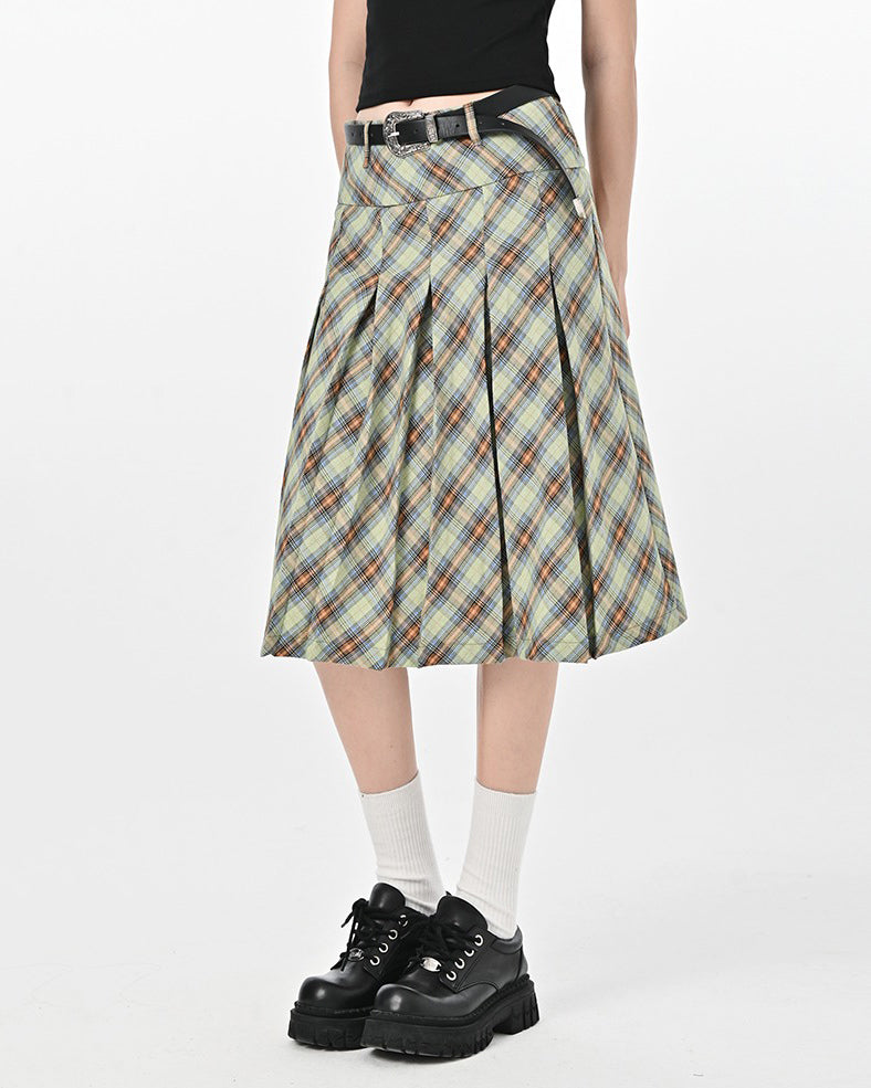 PINK PLAID KILT SKIRT PLEATED MINI KILT