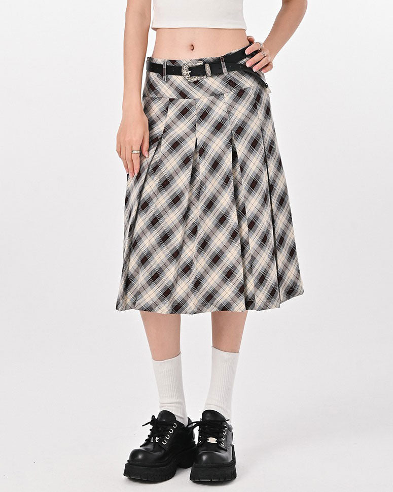 PINK PLAID KILT SKIRT PLEATED MINI KILT