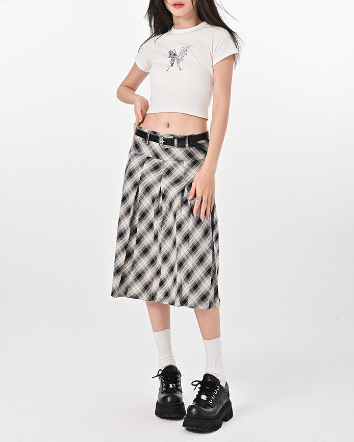 PINK PLAID KILT SKIRT PLEATED MINI KILT