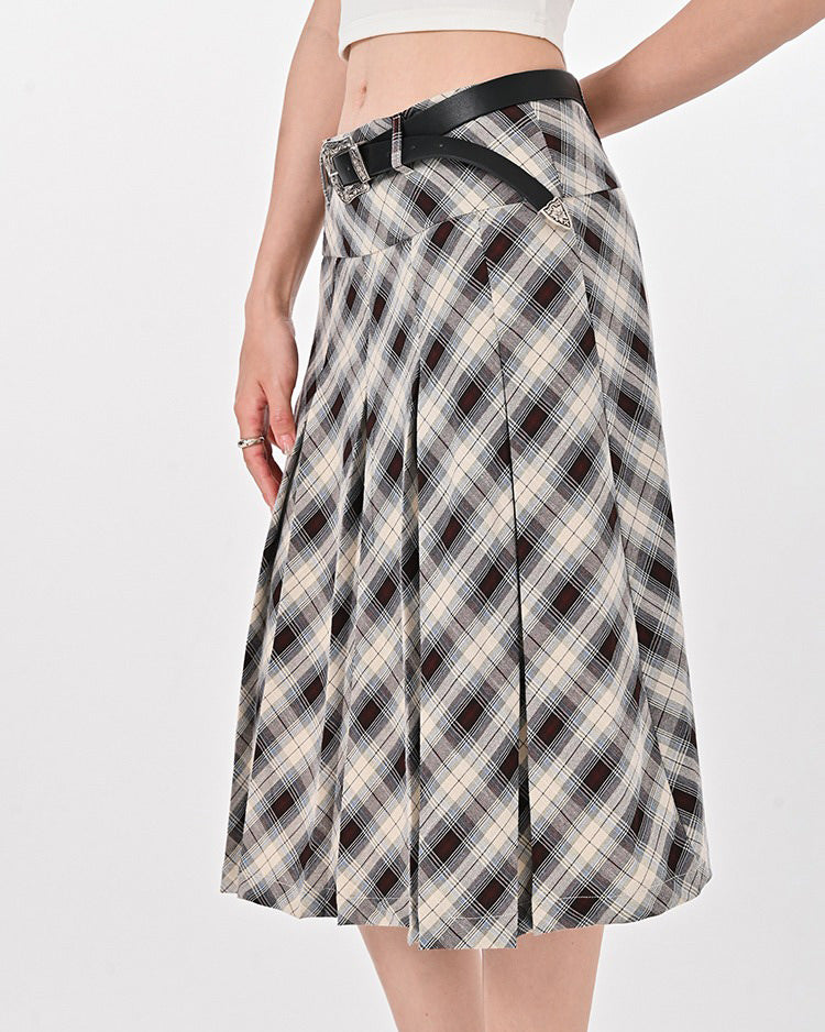 PINK PLAID KILT SKIRT PLEATED MINI KILT