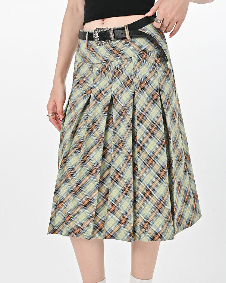 PINK PLAID KILT SKIRT PLEATED MINI KILT