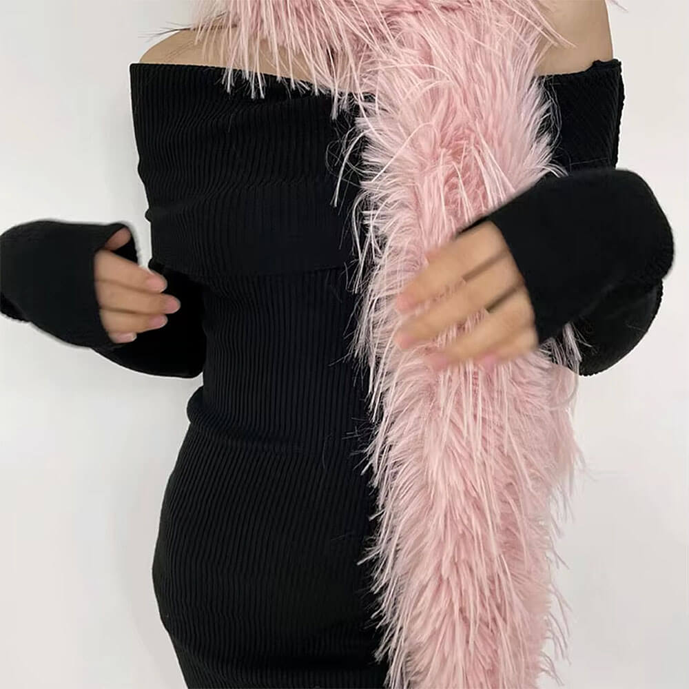 PINK PLUSH FAUX FUR THROW BOA