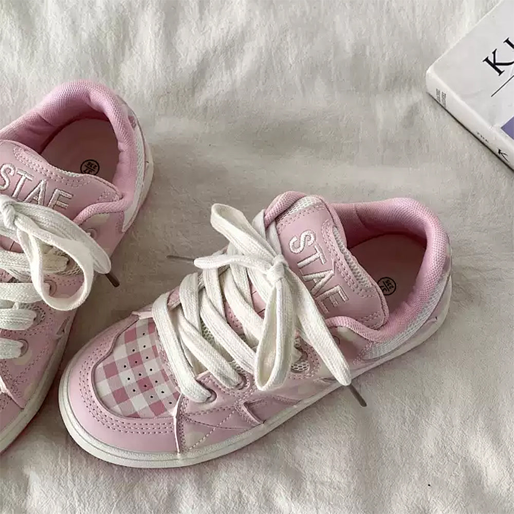 PINK POLKA DOT VEGAN LEATHER SNEAKER BOOGZEL CLOTHING