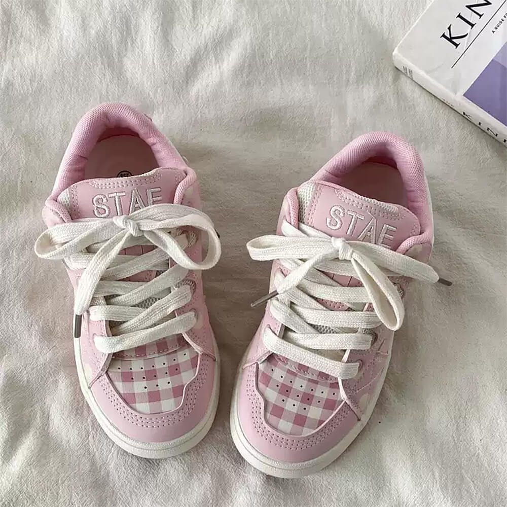 PINK POLKA DOT VEGAN LEATHER SNEAKER BOOGZEL CLOTHING