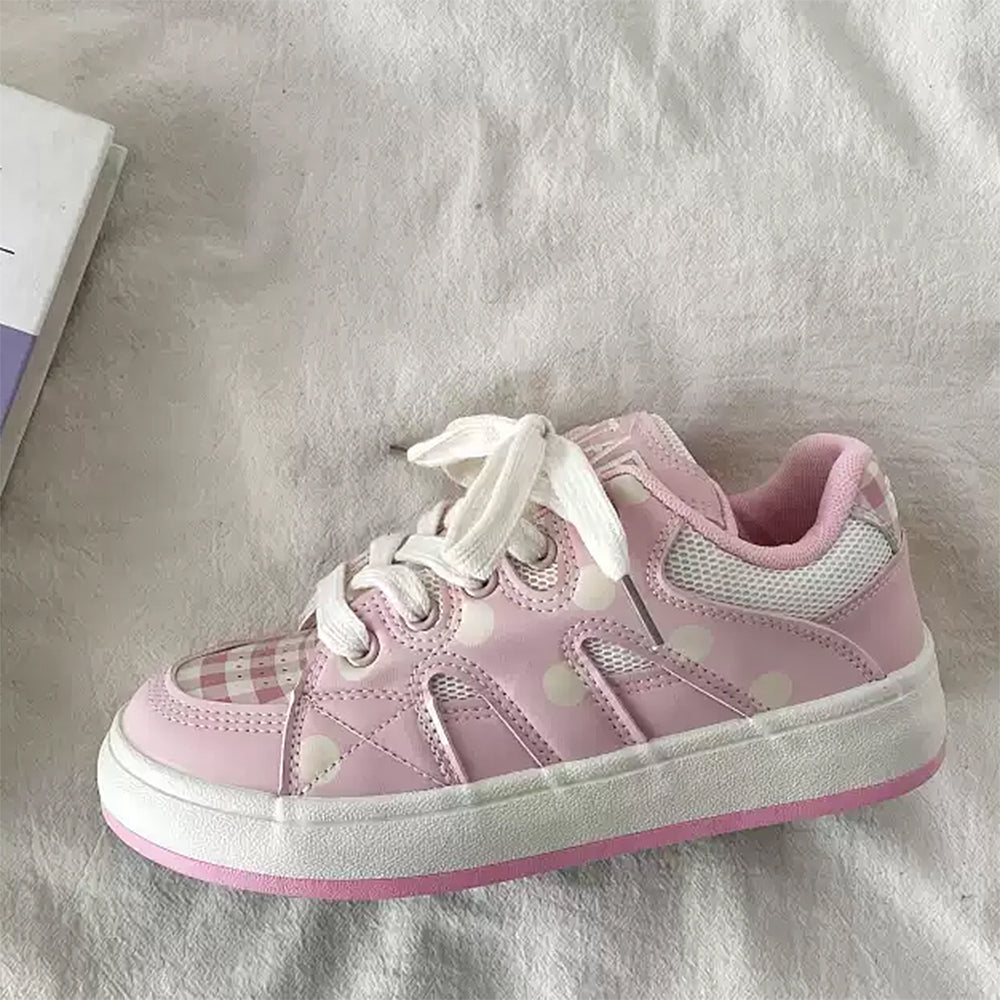 PINK POLKA DOT VEGAN LEATHER SNEAKER BOOGZEL CLOTHING