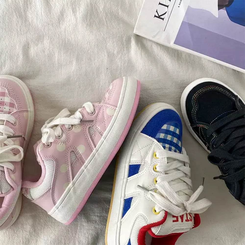 PINK POLKA DOT VEGAN LEATHER SNEAKER BOOGZEL CLOTHING