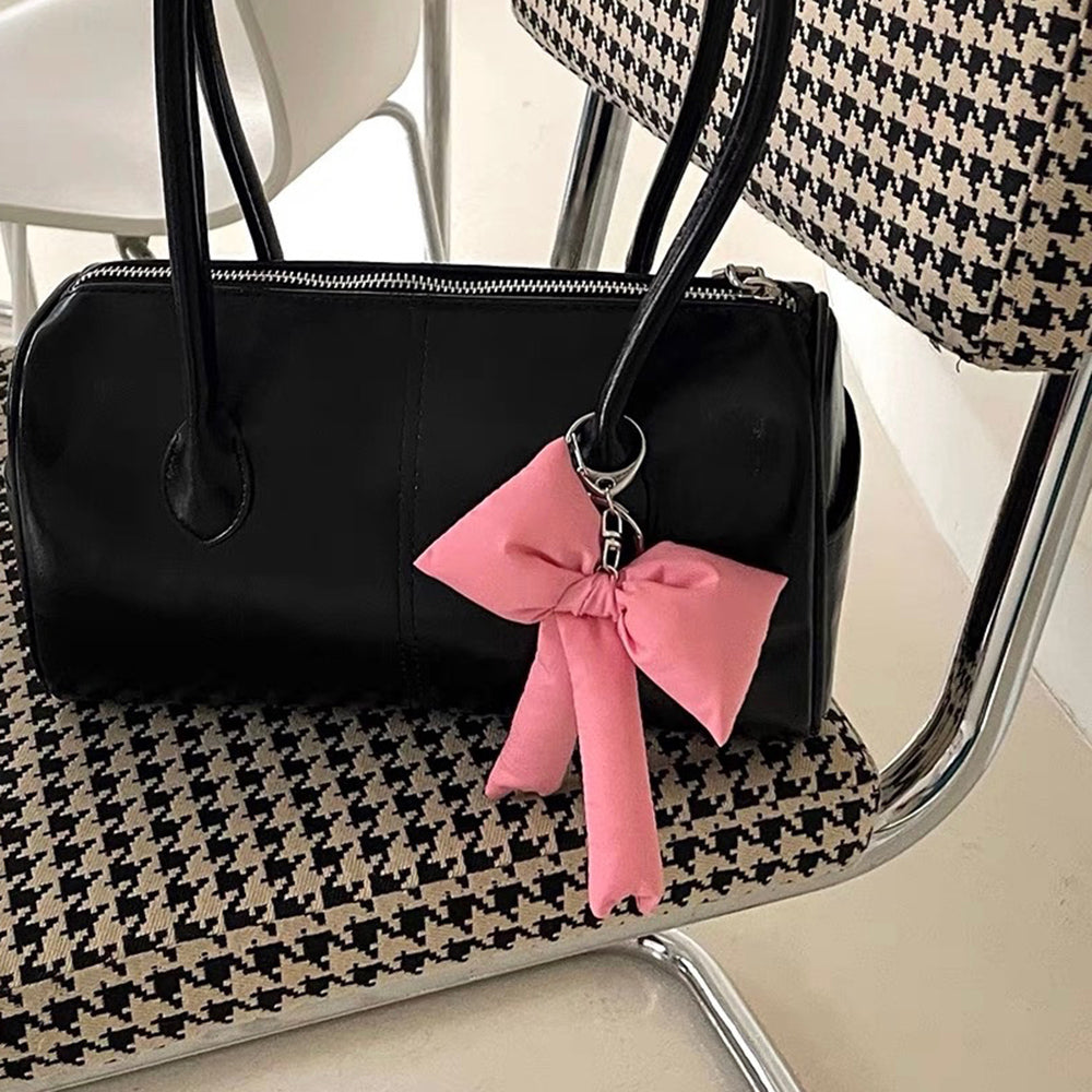 PINK PUFFY BOW KEYCHAIN ZINC ALLOY