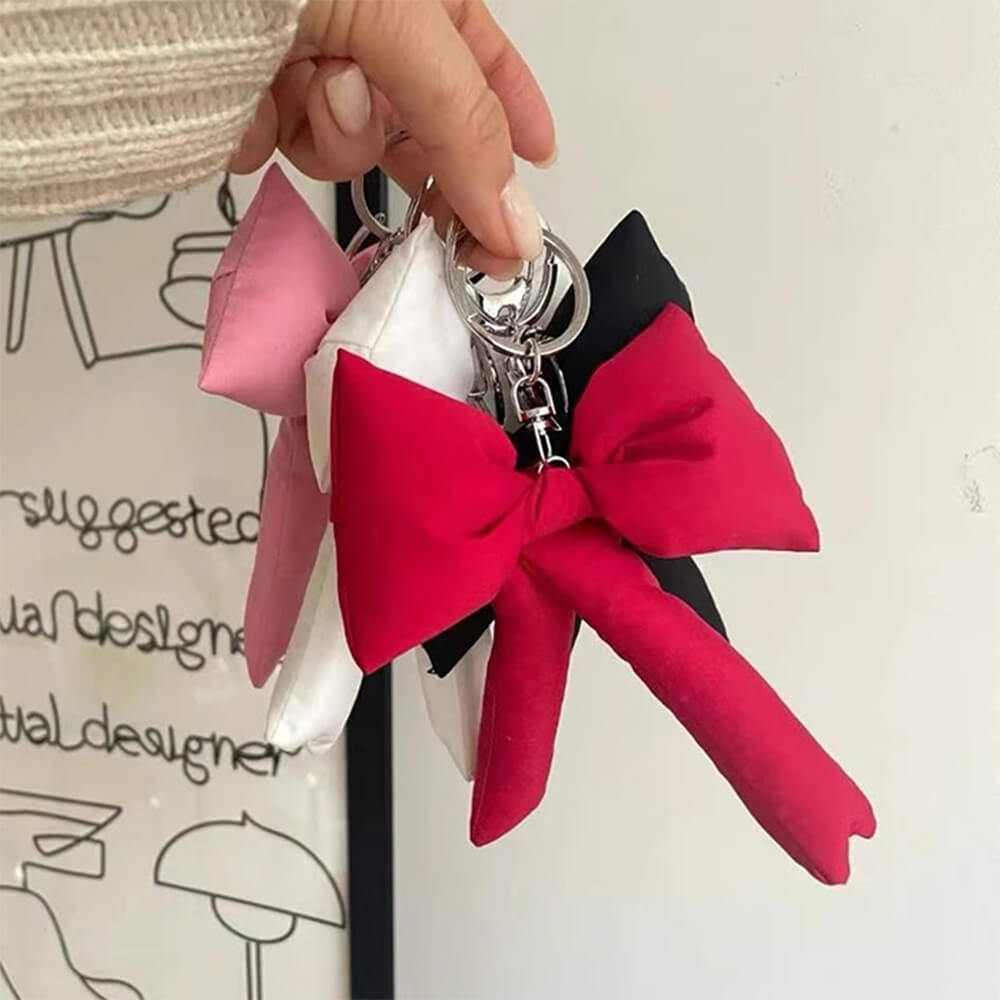 PINK PUFFY BOW KEYCHAIN ZINC ALLOY