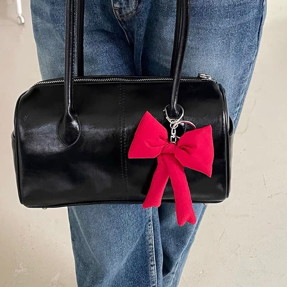 PINK PUFFY BOW KEYCHAIN ZINC ALLOY