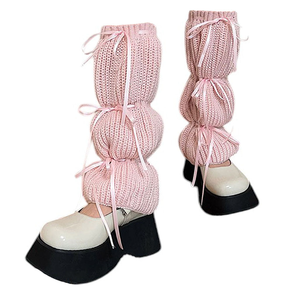 PINK RIBBON LEG WARMERS BALLETCORE BOWS
