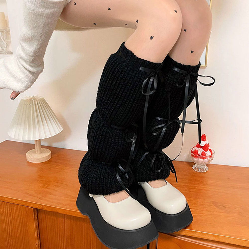 PINK RIBBON LEG WARMERS BALLETCORE BOWS