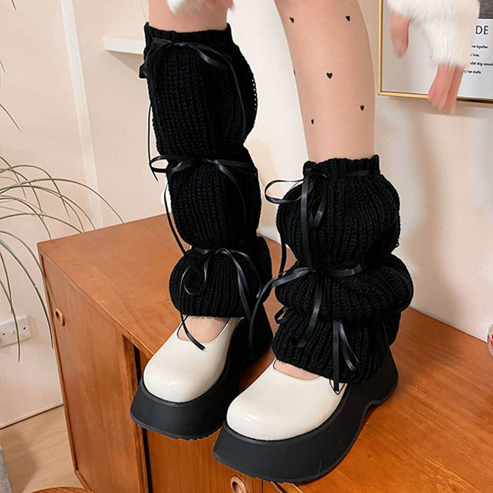 PINK RIBBON LEG WARMERS BALLETCORE BOWS