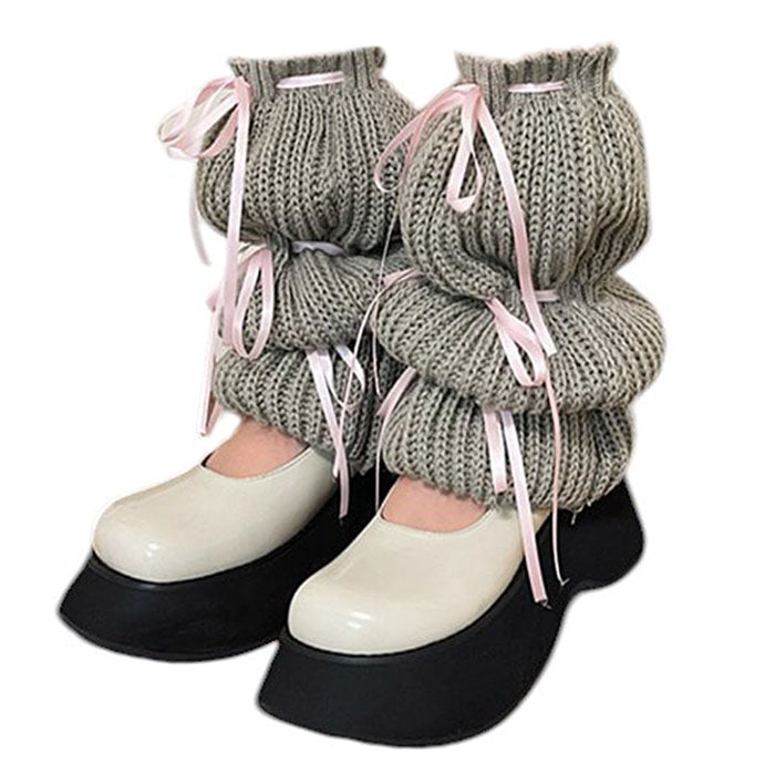 PINK RIBBON LEG WARMERS BALLETCORE BOWS