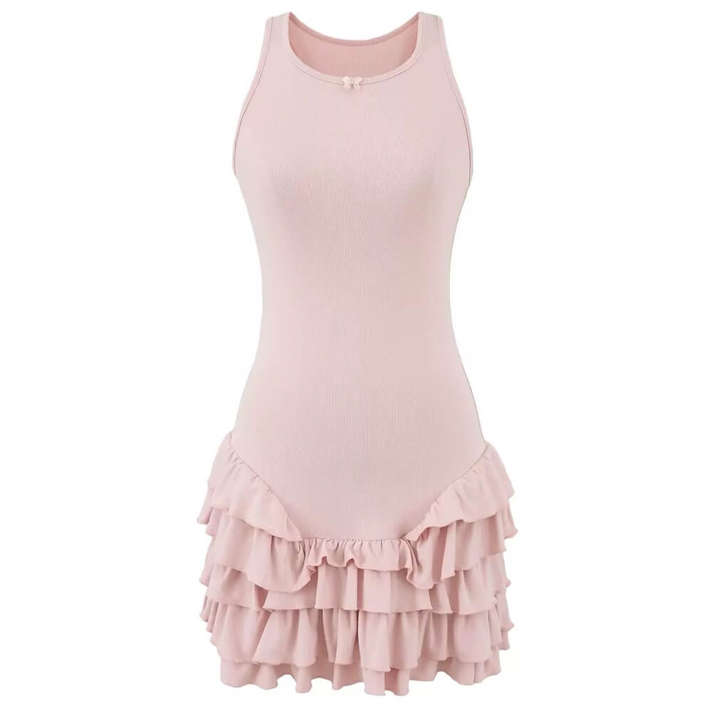 PINK RUFFLE HEM DRESS BALLETCORE DRESS 72-92CM