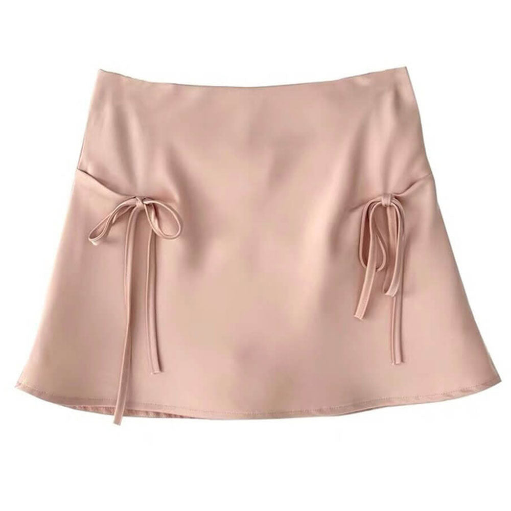 PINK SATIN MINI SKIRT FLATTERING FIT FOR ALL BODY TYPES