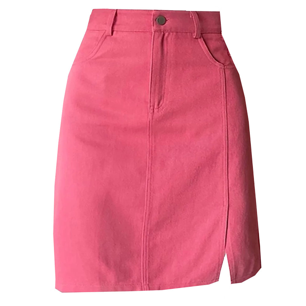 PINK SLIT KNEE-LENGTH SKIRT MODERN DESIGN