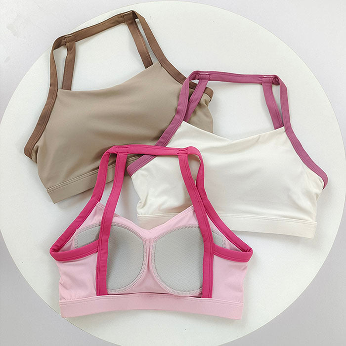 PINK SPORTS BRA WITH MAGENTA TRIM FOR ACTIVE WEAR