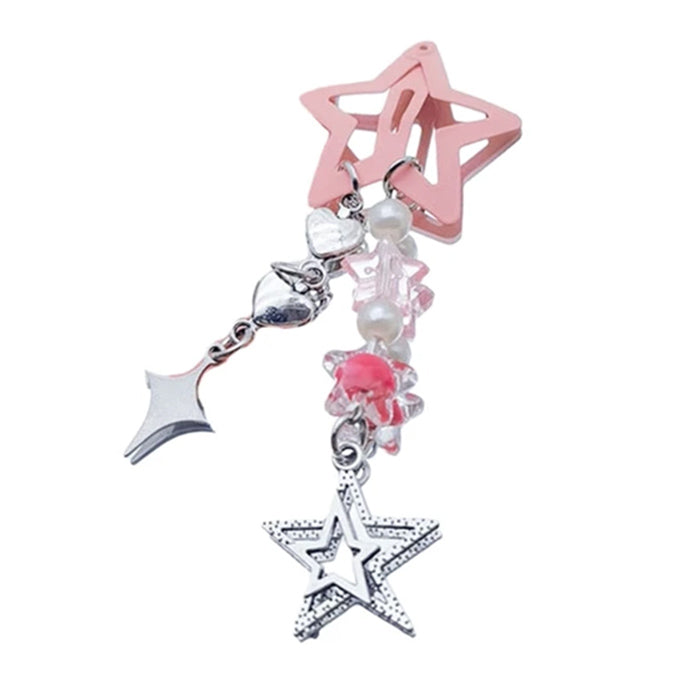 PINK STAR HAIR CLIP WITH DANGLING CHARMS FOR STARGIRL AESTHETIC HAIR