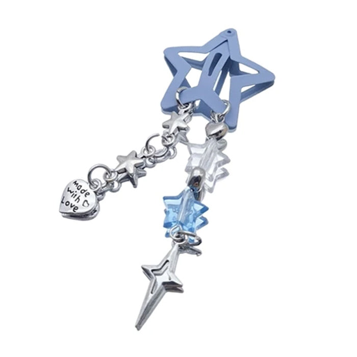 PINK STAR HAIR CLIP WITH DANGLING CHARMS FOR STARGIRL AESTHETIC HAIR