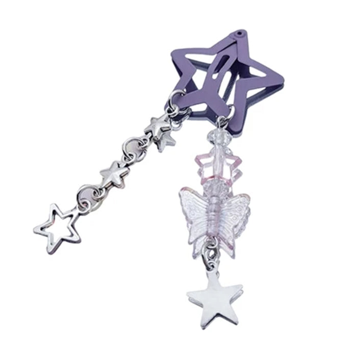 PINK STAR HAIR CLIP WITH DANGLING CHARMS FOR STARGIRL AESTHETIC HAIR