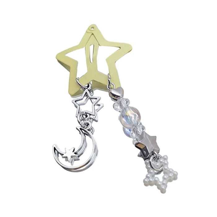 PINK STAR HAIR CLIP WITH DANGLING CHARMS FOR STARGIRL AESTHETIC HAIR