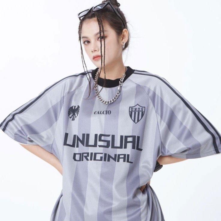 PINK STRIPED SOCCER JERSEY WITH UNIQUE DESIGN