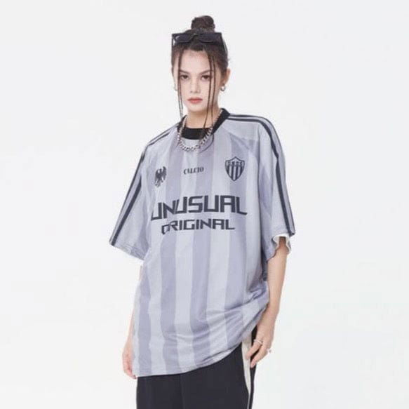 PINK STRIPED SOCCER JERSEY WITH UNIQUE DESIGN