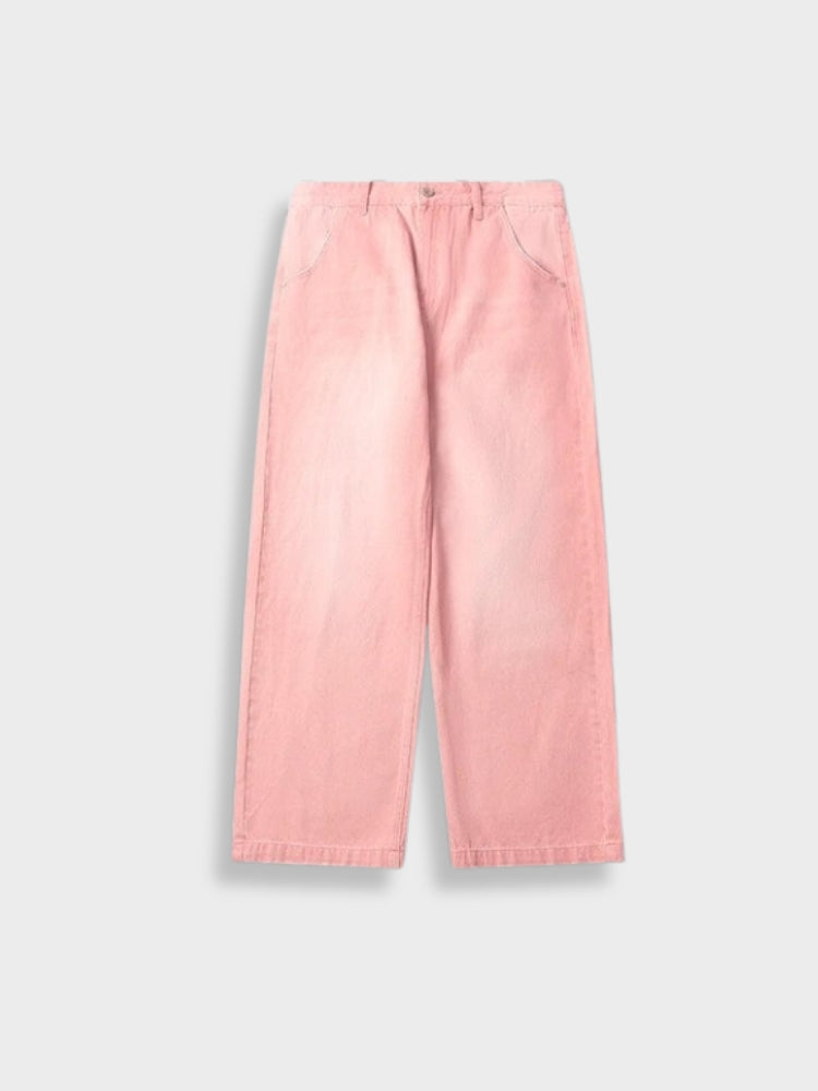 PINK WIDE-LEG PANTS WITH UNISEX PINK WASHED COLOR OPTION