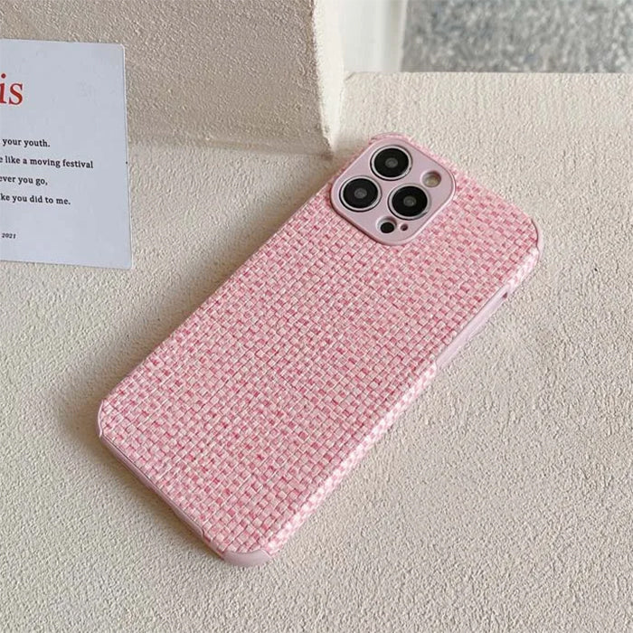 PINK WOVEN PHONE CASE FOR BARBIECORE TWEED IPHONE STYLES