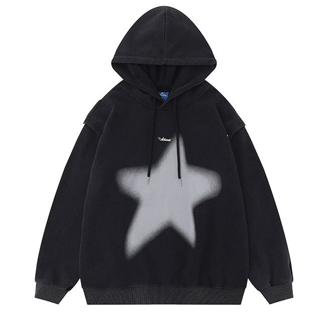 PINK Y2K HOODIE WITH GRAFFITI STAR PRINT