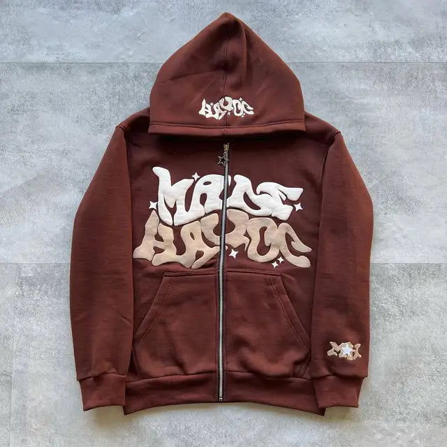 PINK ZIP-UP HOODIE SUGAR GLOW ZIP-UP WITH RAISED LETTERING