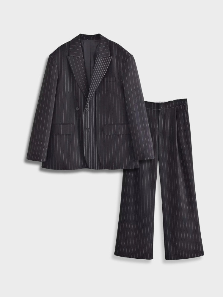 PINSTRIPE BLAZER AND PANTS SUIT WITH COMFORTABLE FIT FOR MULTIPLE SIZES